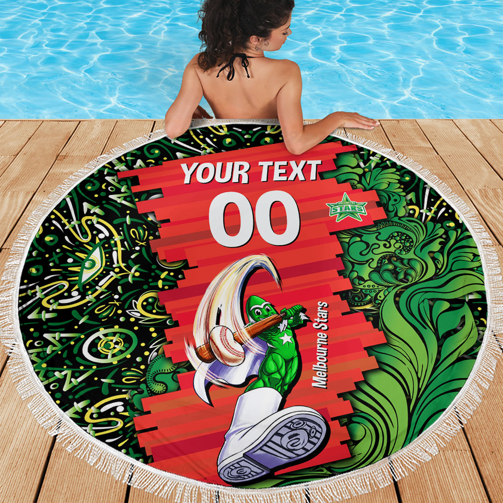 Personalized Melbourne Stars Cricket Beach Blanket Hippie Psychedelic Pattern Vibrant Mandala Art Style