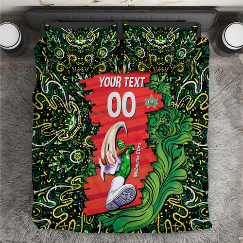 Personalized Melbourne Stars Cricket Bedding Set Hippie Psychedelic Pattern Vibrant Mandala Art Style
