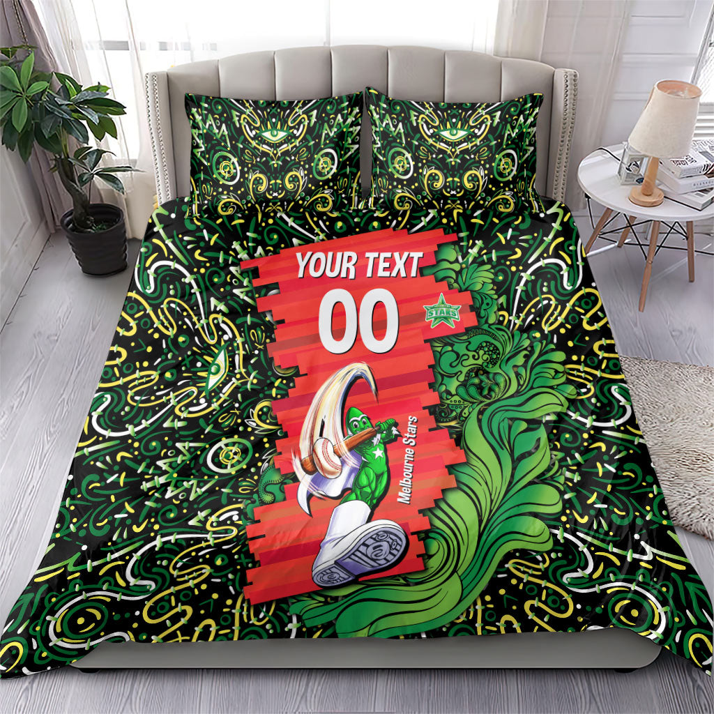 Personalized Melbourne Stars Cricket Bedding Set Hippie Psychedelic Pattern Vibrant Mandala Art Style