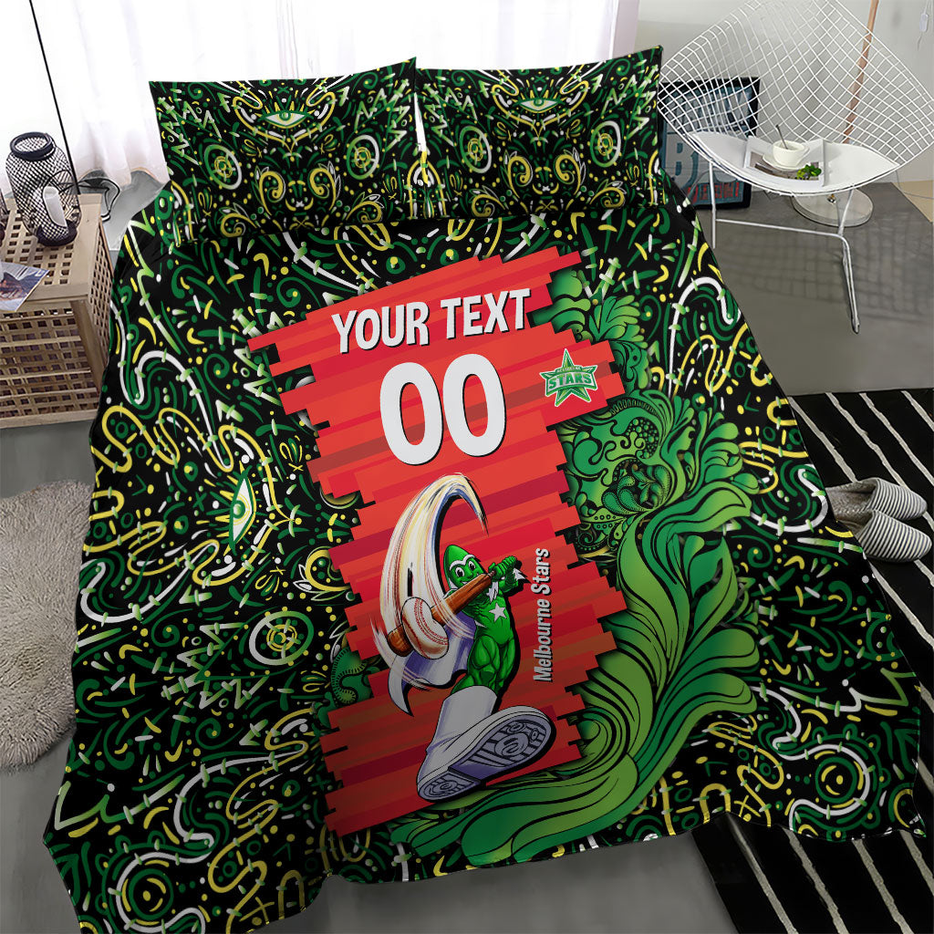 Personalized Melbourne Stars Cricket Bedding Set Hippie Psychedelic Pattern Vibrant Mandala Art Style