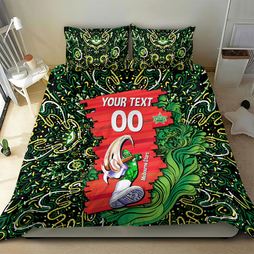 Personalized Melbourne Stars Cricket Bedding Set Hippie Psychedelic Pattern Vibrant Mandala Art Style