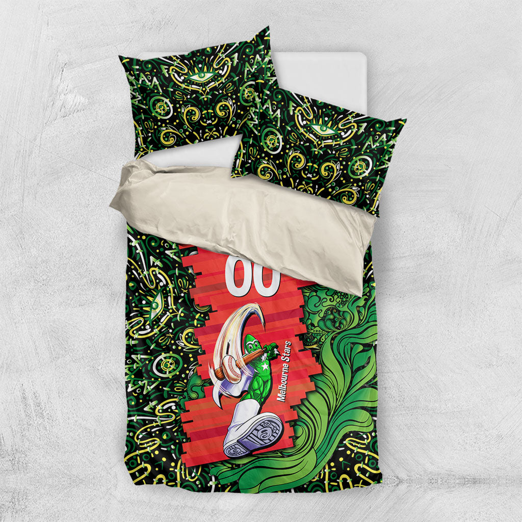 Personalized Melbourne Stars Cricket Bedding Set Hippie Psychedelic Pattern Vibrant Mandala Art Style