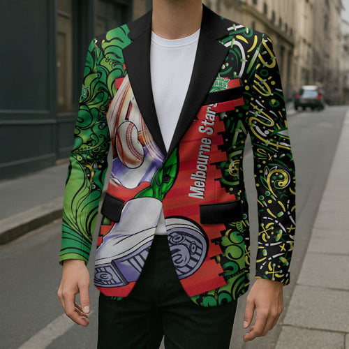 Personalized Melbourne Stars Cricket Blazer Hippie Psychedelic Pattern Vibrant Mandala Art Style