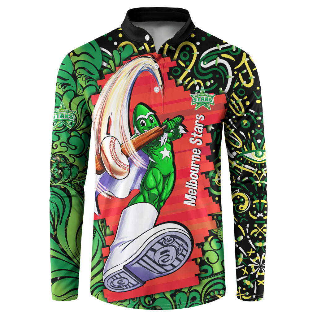 Personalized Melbourne Stars Cricket Button Sweatshirt Hippie Psychedelic Pattern Vibrant Mandala Art Style