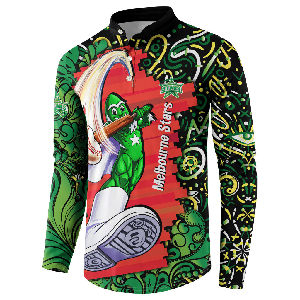 Personalized Melbourne Stars Cricket Button Sweatshirt Hippie Psychedelic Pattern Vibrant Mandala Art Style