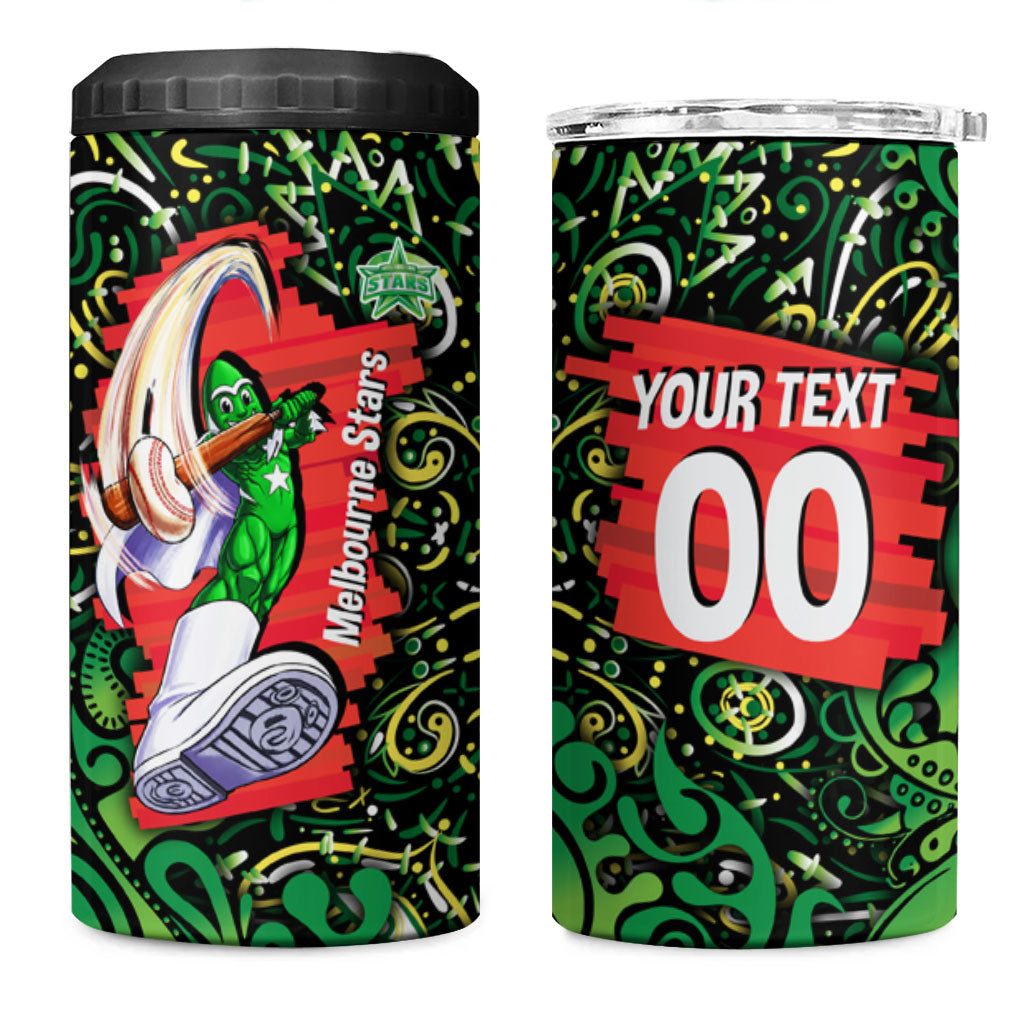 Personalized Melbourne Stars Cricket 4 in 1 Can Cooler Tumbler Hippie Psychedelic Pattern Vibrant Mandala Art Style