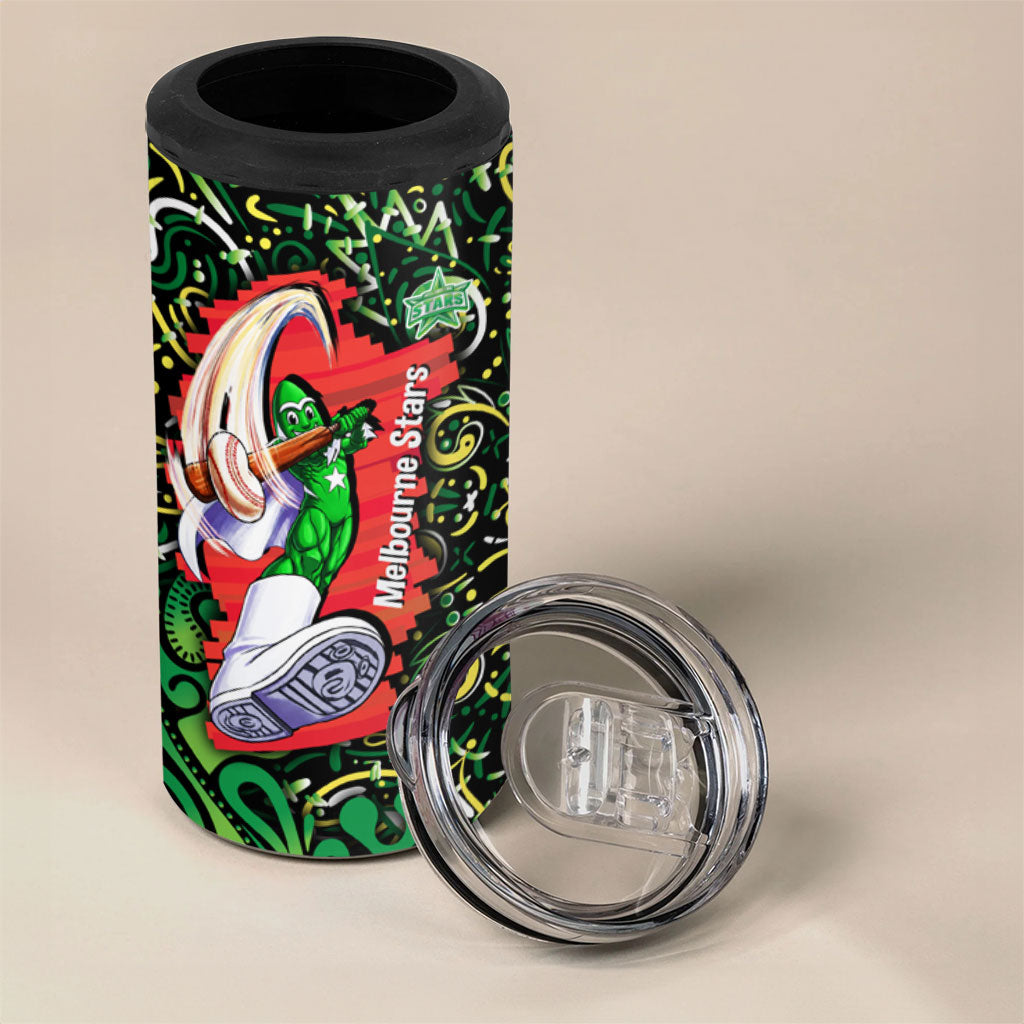 Personalized Melbourne Stars Cricket 4 in 1 Can Cooler Tumbler Hippie Psychedelic Pattern Vibrant Mandala Art Style