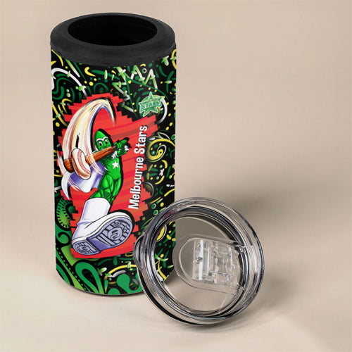 Personalized Melbourne Stars Cricket 4 in 1 Can Cooler Tumbler Hippie Psychedelic Pattern Vibrant Mandala Art Style