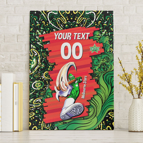 Personalized Melbourne Stars Cricket Canvas Wall Art Hippie Psychedelic Pattern Vibrant Mandala Art Style
