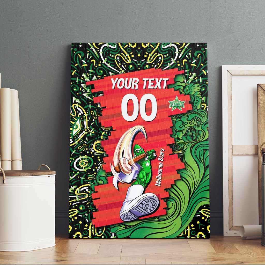 Personalized Melbourne Stars Cricket Canvas Wall Art Hippie Psychedelic Pattern Vibrant Mandala Art Style