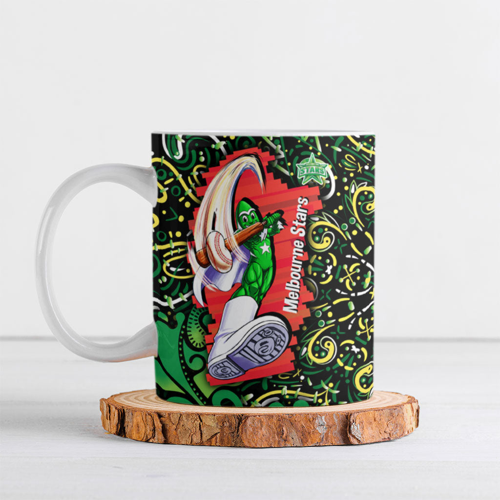 Personalized Melbourne Stars Cricket Ceramic Mug Hippie Psychedelic Pattern Vibrant Mandala Art Style