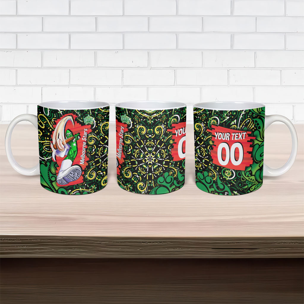 Personalized Melbourne Stars Cricket Ceramic Mug Hippie Psychedelic Pattern Vibrant Mandala Art Style