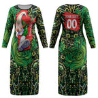Personalized Melbourne Stars Cricket Couples Matching Long Sleeve Bodycon Dress and Hawaiian Shirt Hippie Psychedelic Pattern Vibrant Mandala Art Style