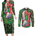 Personalized Melbourne Stars Cricket Couples Matching Long Sleeve Bodycon Dress and Long Sleeve Button Shirt Hippie Psychedelic Pattern Vibrant Mandala Art Style