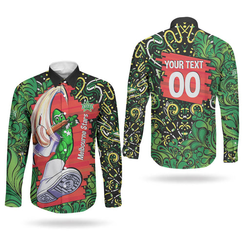 Personalized Melbourne Stars Cricket Couples Matching Off Shoulder Maxi Dress and Long Sleeve Button Shirt Hippie Psychedelic Pattern Vibrant Mandala Art Style