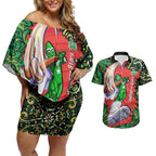 Personalized Melbourne Stars Cricket Couples Matching Off Shoulder Short Dress and Hawaiian Shirt Hippie Psychedelic Pattern Vibrant Mandala Art Style