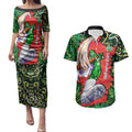 Personalized Melbourne Stars Cricket Couples Matching Puletasi and Hawaiian Shirt Hippie Psychedelic Pattern Vibrant Mandala Art Style