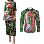 Personalized Melbourne Stars Cricket Couples Matching Puletasi and Long Sleeve Button Shirt Hippie Psychedelic Pattern Vibrant Mandala Art Style