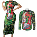 Personalized Melbourne Stars Cricket Couples Matching Short Sleeve Bodycon Dress and Long Sleeve Button Shirt Hippie Psychedelic Pattern Vibrant Mandala Art Style
