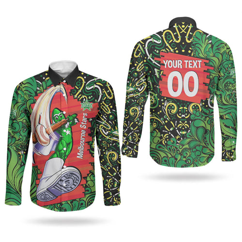 Personalized Melbourne Stars Cricket Couples Matching Short Sleeve Bodycon Dress and Long Sleeve Button Shirt Hippie Psychedelic Pattern Vibrant Mandala Art Style