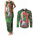 Personalized Melbourne Stars Cricket Couples Matching Tank Maxi Dress and Long Sleeve Button Shirt Hippie Psychedelic Pattern Vibrant Mandala Art Style