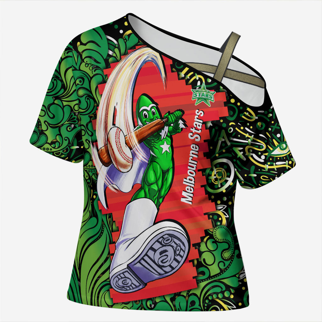 Personalized Melbourne Stars Cricket Cross Shoulder Shirt Hippie Psychedelic Pattern Vibrant Mandala Art Style
