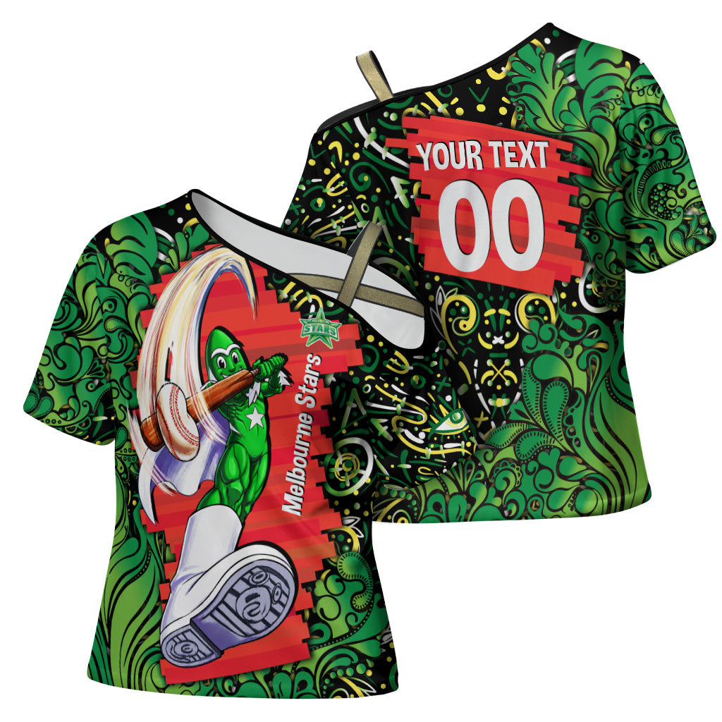 Personalized Melbourne Stars Cricket Cross Shoulder Shirt Hippie Psychedelic Pattern Vibrant Mandala Art Style
