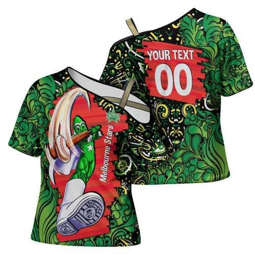 Personalized Melbourne Stars Cricket Cross Shoulder Shirt Hippie Psychedelic Pattern Vibrant Mandala Art Style