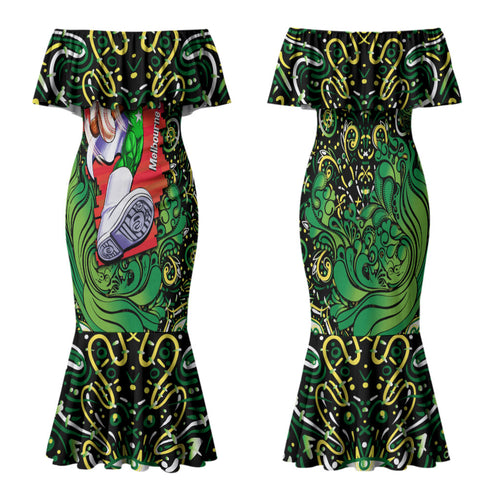 Personalized Melbourne Stars Cricket Family Matching Mermaid Dress and Hawaiian Shirt Hippie Psychedelic Pattern Vibrant Mandala Art Style