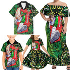 Personalized Melbourne Stars Cricket Family Matching Off Shoulder Maxi Dress and Hawaiian Shirt Hippie Psychedelic Pattern Vibrant Mandala Art Style