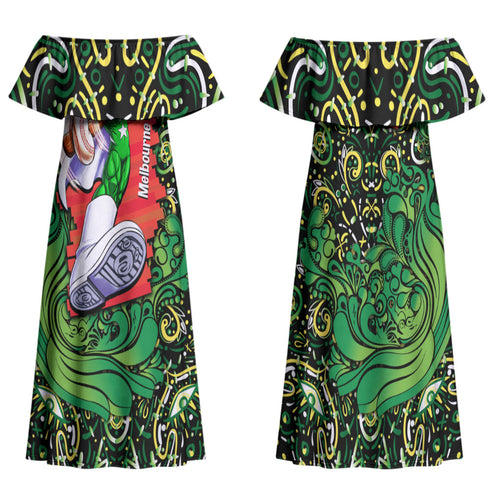 Personalized Melbourne Stars Cricket Family Matching Off Shoulder Maxi Dress and Hawaiian Shirt Hippie Psychedelic Pattern Vibrant Mandala Art Style