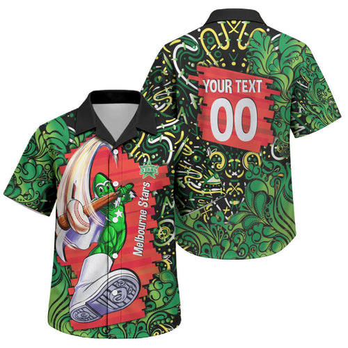 Personalized Melbourne Stars Cricket Family Matching Off Shoulder Maxi Dress and Hawaiian Shirt Hippie Psychedelic Pattern Vibrant Mandala Art Style
