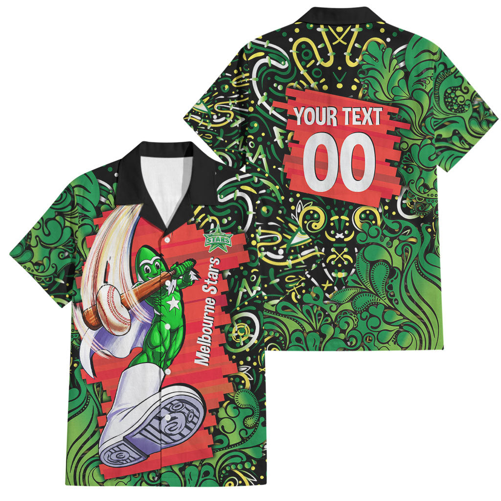 Personalized Melbourne Stars Cricket Family Matching Off Shoulder Short Dress and Hawaiian Shirt Hippie Psychedelic Pattern Vibrant Mandala Art Style
