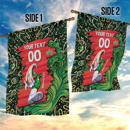 Personalized Melbourne Stars Cricket Garden Flag Hippie Psychedelic Pattern Vibrant Mandala Art Style