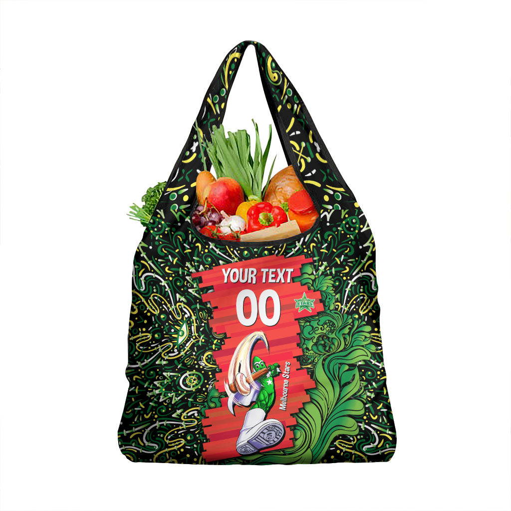 Personalized Melbourne Stars Cricket Grocery Bag Hippie Psychedelic Pattern Vibrant Mandala Art Style