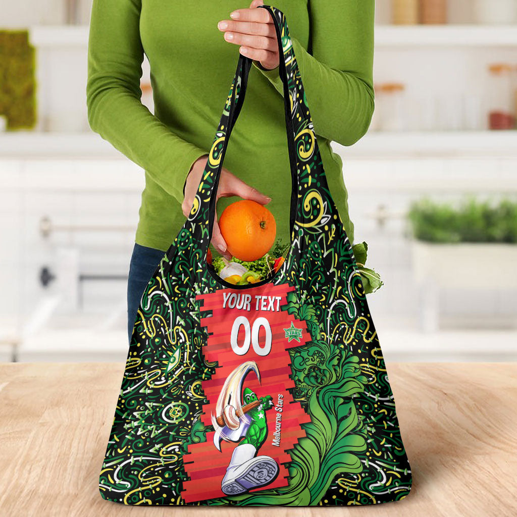 Personalized Melbourne Stars Cricket Grocery Bag Hippie Psychedelic Pattern Vibrant Mandala Art Style