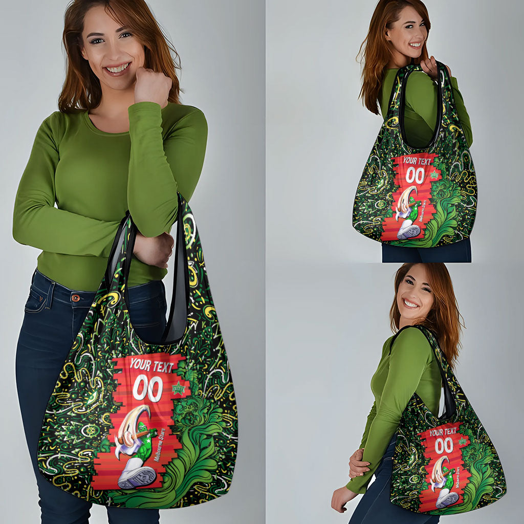 Personalized Melbourne Stars Cricket Grocery Bag Hippie Psychedelic Pattern Vibrant Mandala Art Style