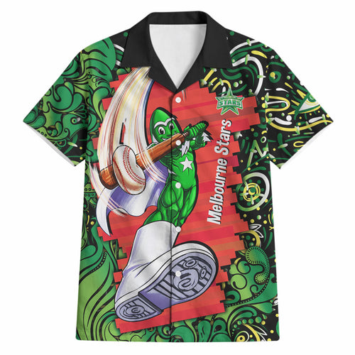 Personalized Melbourne Stars Cricket Hawaiian Shirt Hippie Psychedelic Pattern Vibrant Mandala Art Style
