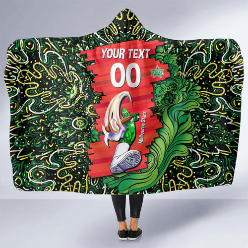 Personalized Melbourne Stars Cricket Hooded Blanket Hippie Psychedelic Pattern Vibrant Mandala Art Style