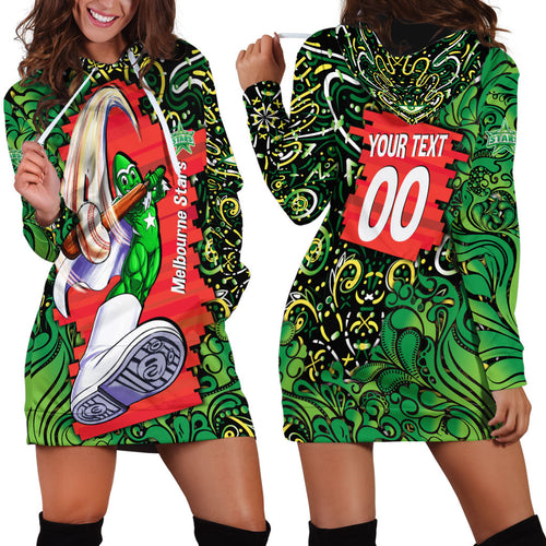 Personalized Melbourne Stars Cricket Hoodie Dress Hippie Psychedelic Pattern Vibrant Mandala Art Style