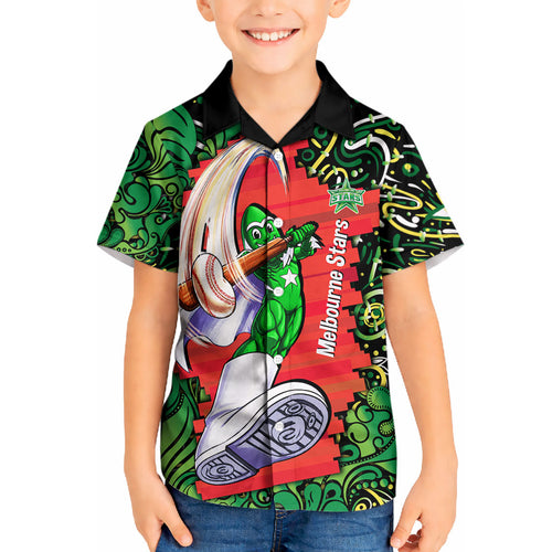 Personalized Melbourne Stars Cricket Kid Hawaiian Shirt Hippie Psychedelic Pattern Vibrant Mandala Art Style