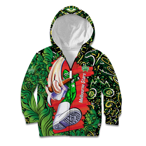 Personalized Melbourne Stars Cricket Kid Hoodie Hippie Psychedelic Pattern Vibrant Mandala Art Style