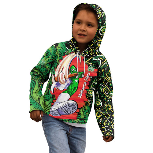 Personalized Melbourne Stars Cricket Kid Hoodie Hippie Psychedelic Pattern Vibrant Mandala Art Style