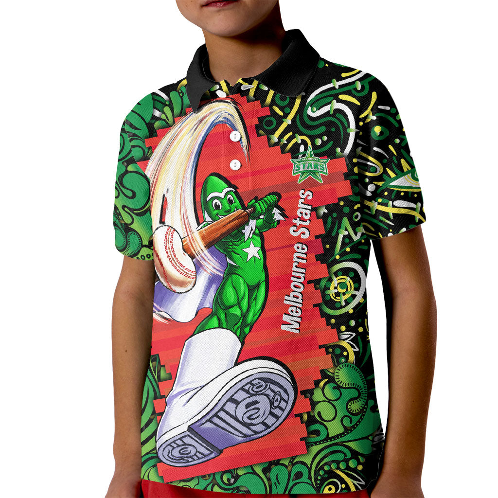 Personalized Melbourne Stars Cricket Kid Polo Shirt Hippie Psychedelic Pattern Vibrant Mandala Art Style