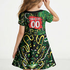 Personalized Melbourne Stars Cricket Kid Short Sleeve Dress Hippie Psychedelic Pattern Vibrant Mandala Art Style