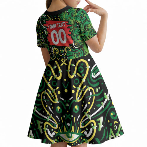 Personalized Melbourne Stars Cricket Kid Short Sleeve Dress Hippie Psychedelic Pattern Vibrant Mandala Art Style