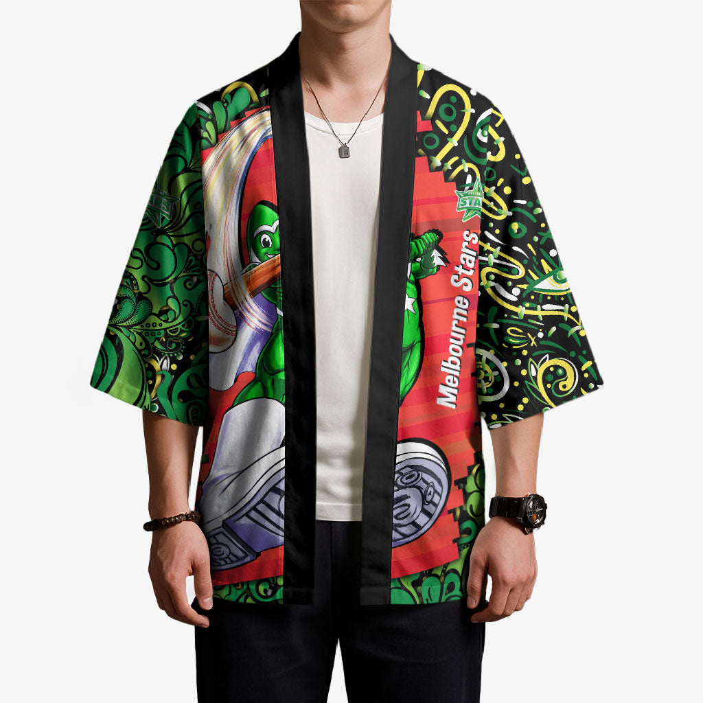 Personalized Melbourne Stars Cricket Kimono Hippie Psychedelic Pattern Vibrant Mandala Art Style