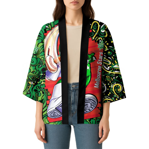 Personalized Melbourne Stars Cricket Kimono Hippie Psychedelic Pattern Vibrant Mandala Art Style