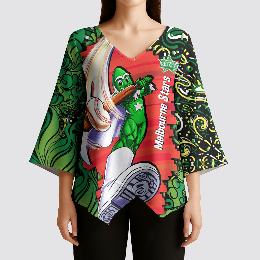 Personalized Melbourne Stars Cricket Kimono Sleeve Blouse Hippie Psychedelic Pattern Vibrant Mandala Art Style