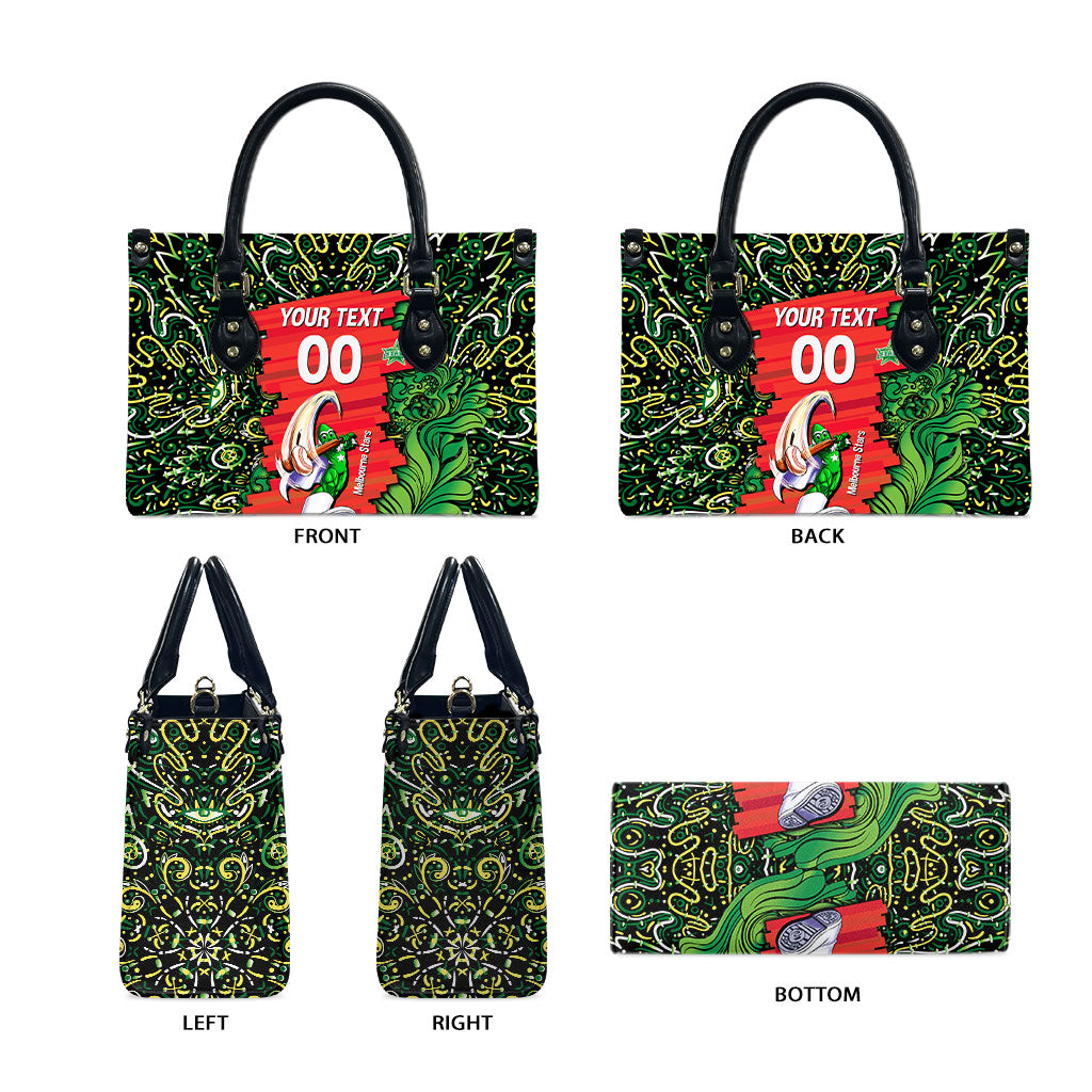 Personalized Melbourne Stars Cricket Leather Bag Hippie Psychedelic Pattern Vibrant Mandala Art Style